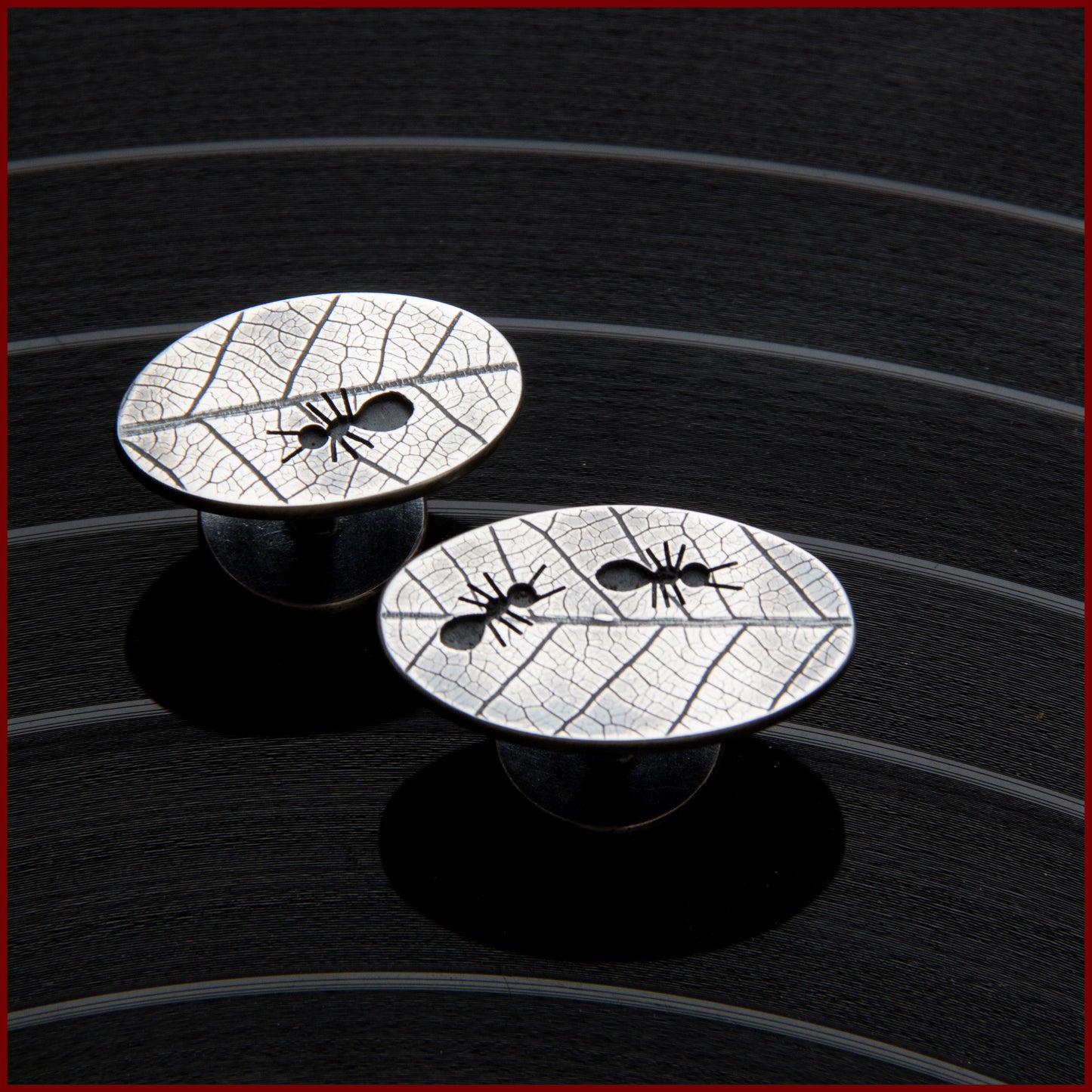 Ant on Leaf Print Cufflinks