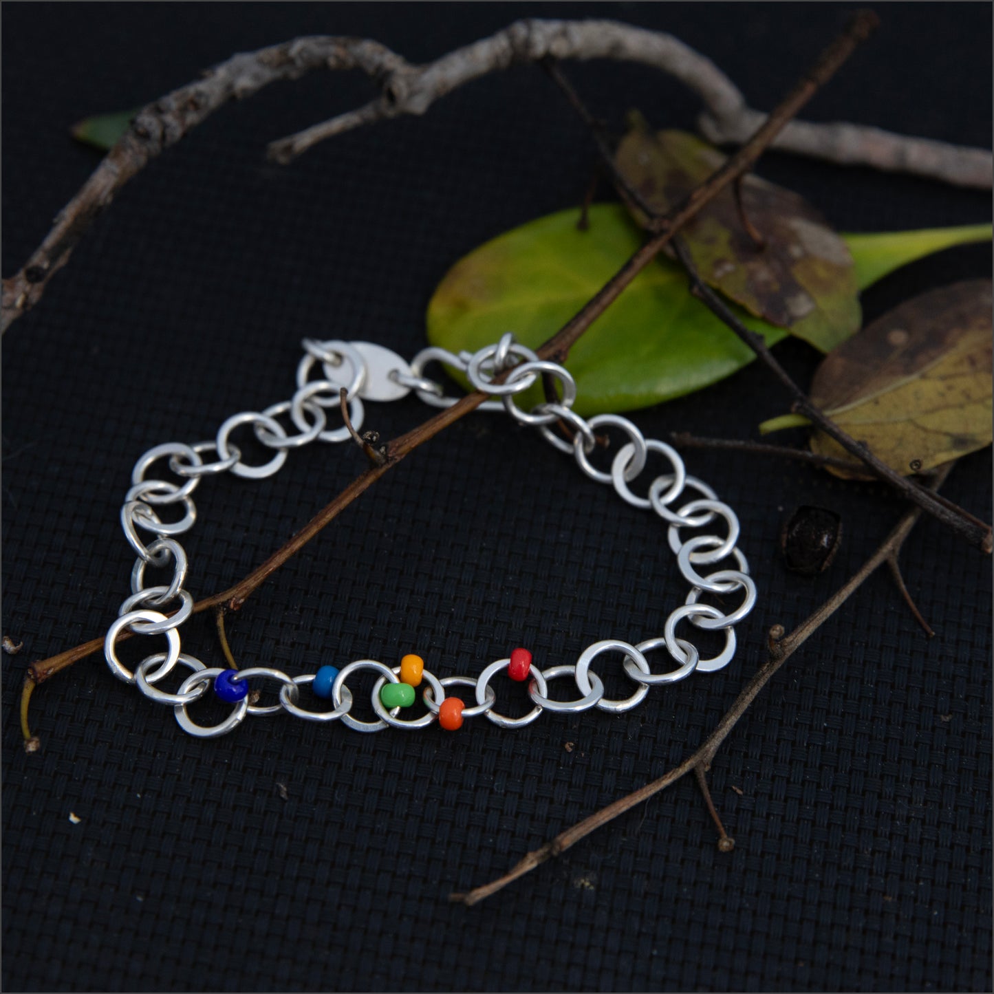 Beaded Crescent Link Bracelet