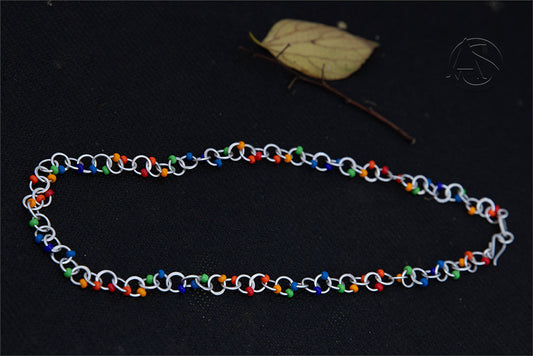 Beaded Crescent Link Necklace