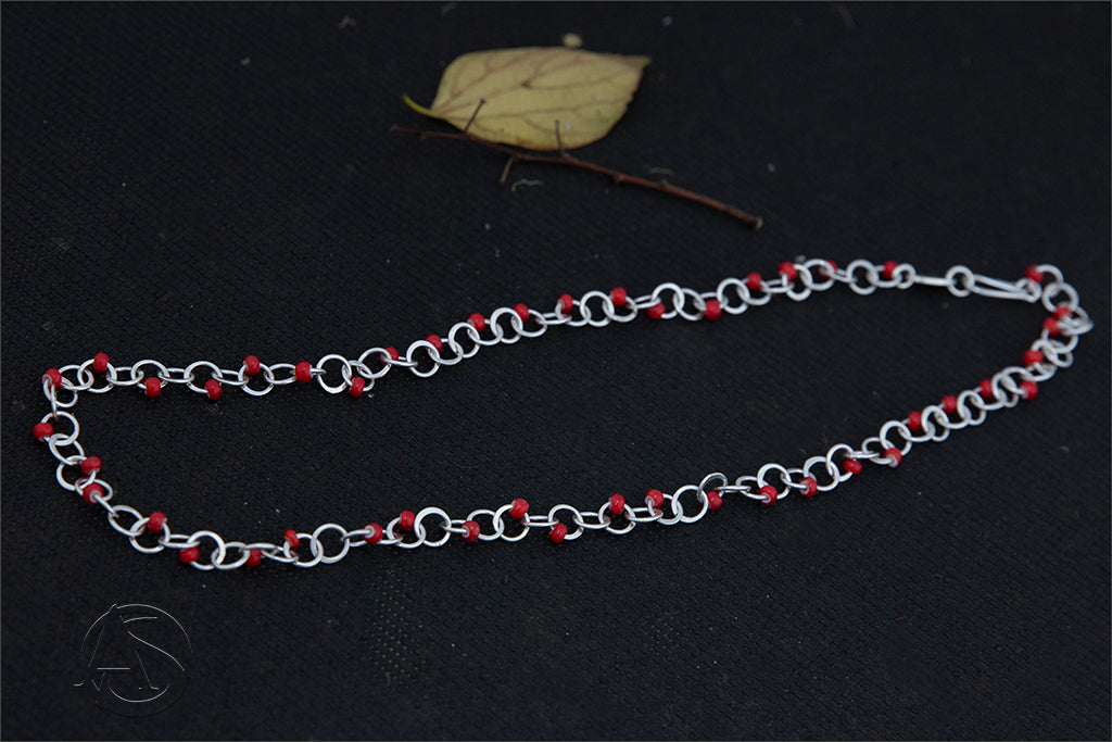 Beaded Crescent Link Necklace