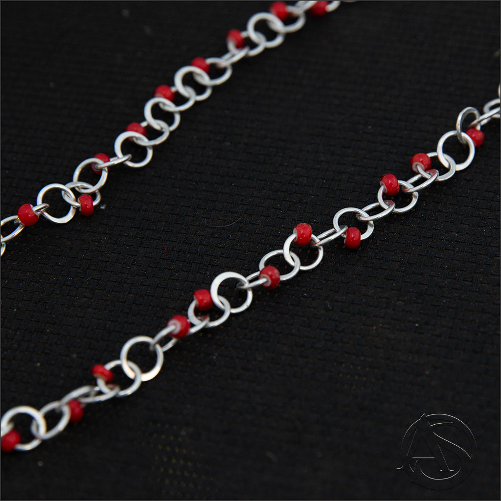 Beaded Crescent Link Necklace