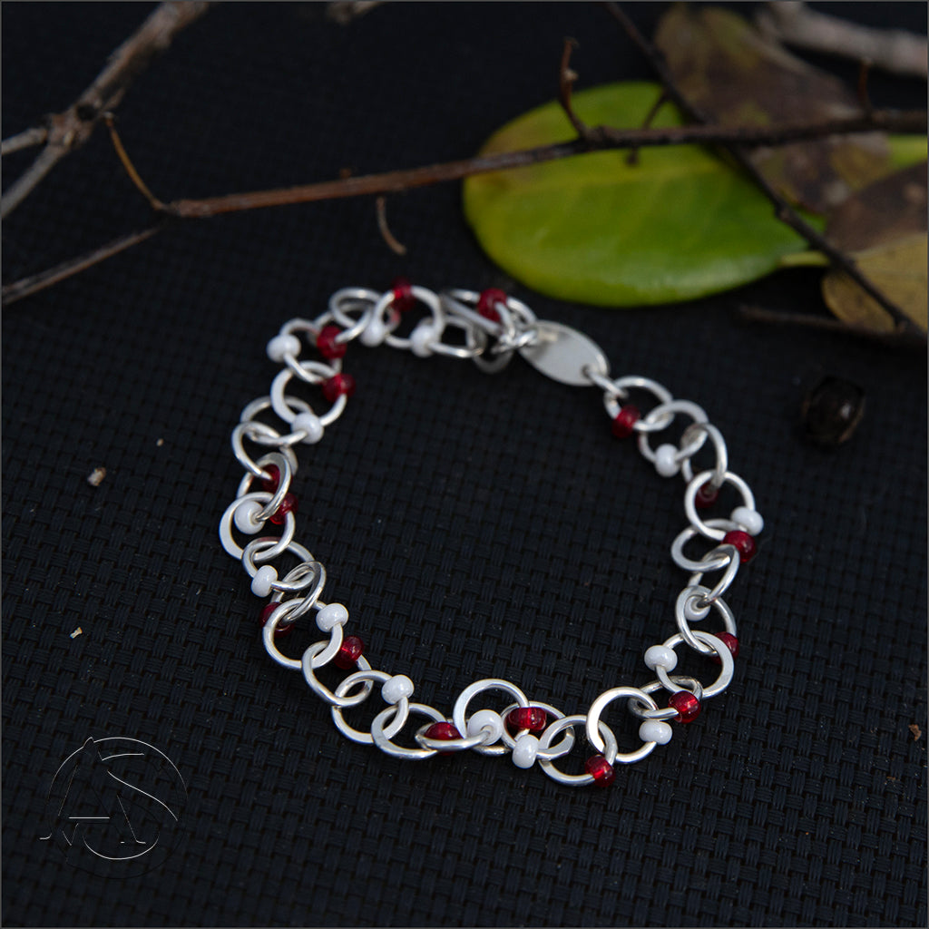 Beaded Crescent Link Bracelet