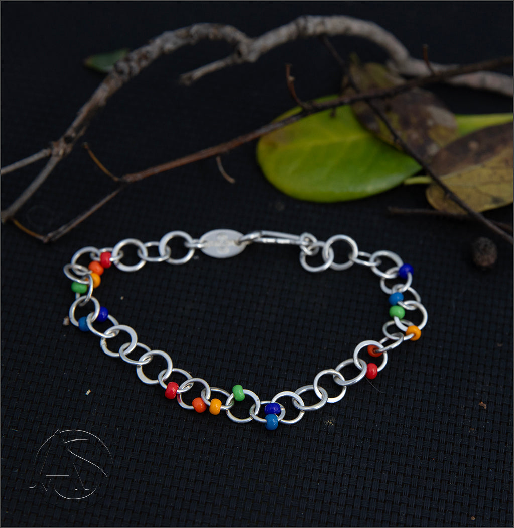 Beaded Crescent Link Bracelet