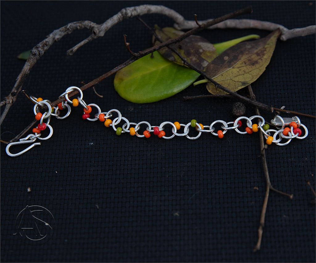 Beaded Crescent Link Bracelet