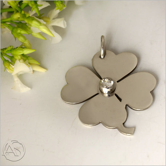 Four Leaf Clover Pendant with Cubic Zirconia